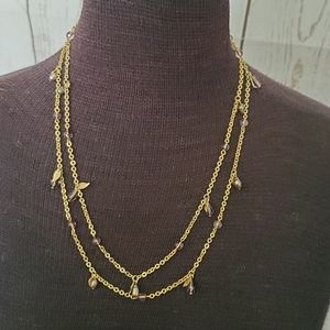 Cookie Lee goldtone chain necklace purple beads